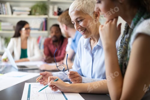 Preview: Successful group of business people at work in office