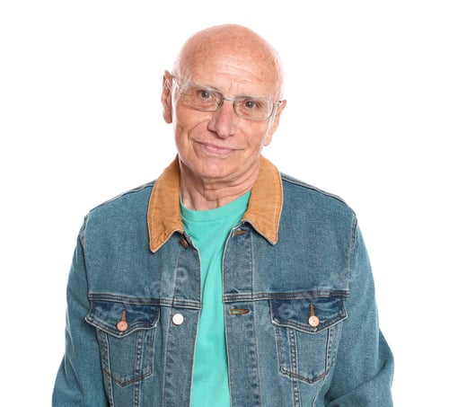 Preview: Portrait of elderly man on white background