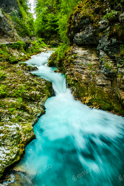 Preview: Vintgar Gorge Canyon in Slovenia Near Lake Bled. Wild Nature in Europe