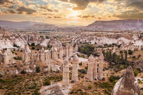 Preview: Rocky landscape in Cappadocia at sunset, Turkey