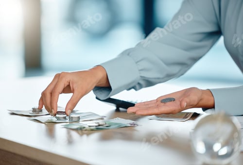 Preview: Hands counting and saving money to create a budget for a wise financial investment with a bank. Pro