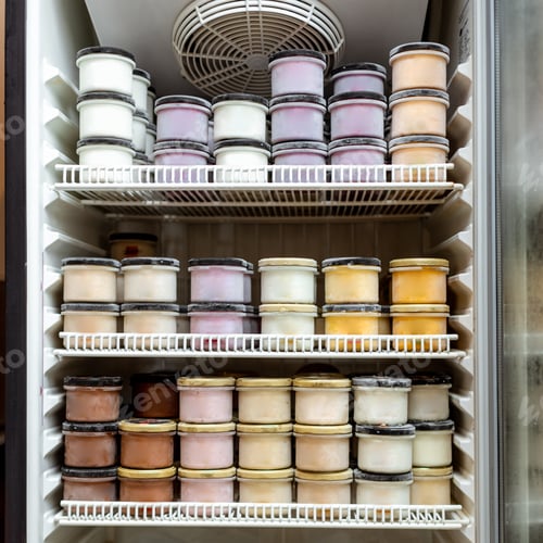 Preview: Fridge full of the ice cream in jars
