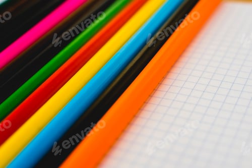 Preview: Colored pencils ordered to paint at school.