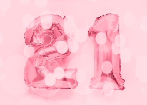 Preview: 22 golden foil balloon numbers party decor on white background, birthday anniversary concept