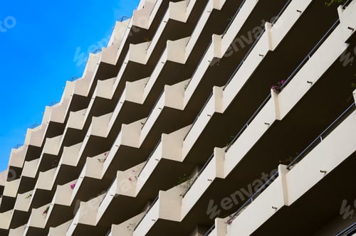 Preview: Building seamless, Row of shadow balcony of level hotel