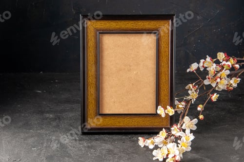 Preview: front view elegant picture frame on dark gray background can beauty milk cream color face mask