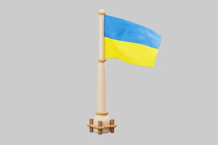 Preview: Ukrainian flag on flagpole