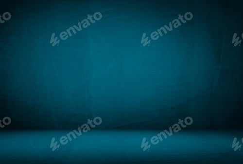 Preview: Vintage grunge blue concrete texture studio wall background with vignette.