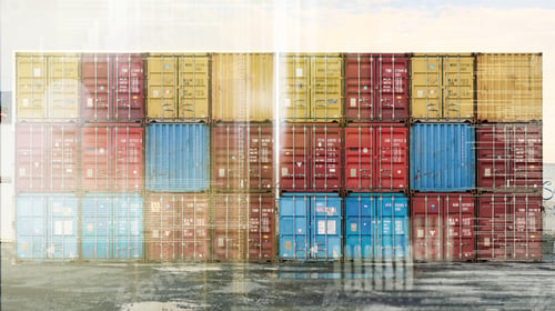 Preview: Overlay, container and logistics service, stock delivery and trade of commercial freight distributi