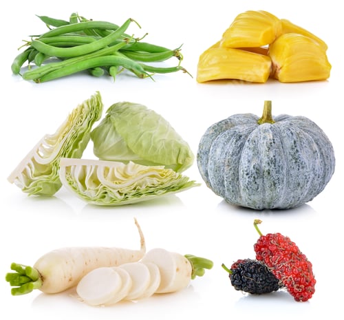 Preview: Daikon radishes, jack fruit, pumpkin, Mulberry, cabbage, Green b
