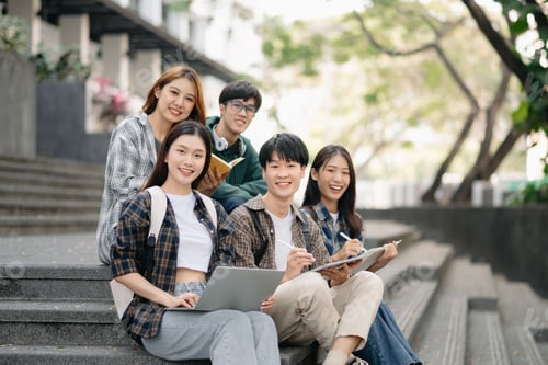 Preview: Young people are spending time together. Reading book, working with laptop and tablet