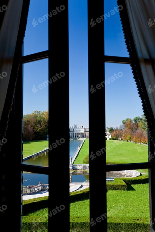 Preview: Villa Pisani located on the Brenta River between Venice and Padova, view through a window