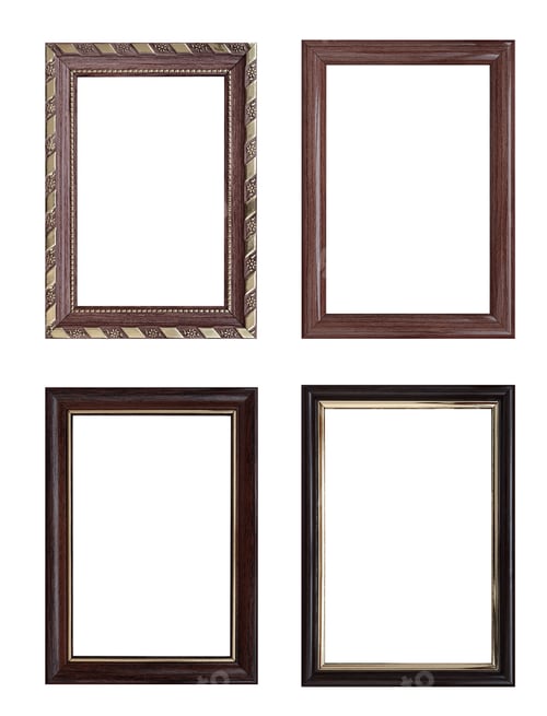 Preview: Set of empty picture frames with free space inside, isolated on white