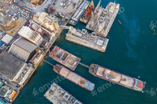 Preview: Lei Yue Mun, Hong Kong 22 May 2019: Top view of Hong Kong concrete plant factory