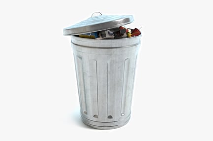 Preview: Metal Trash Can with Lid and Waste