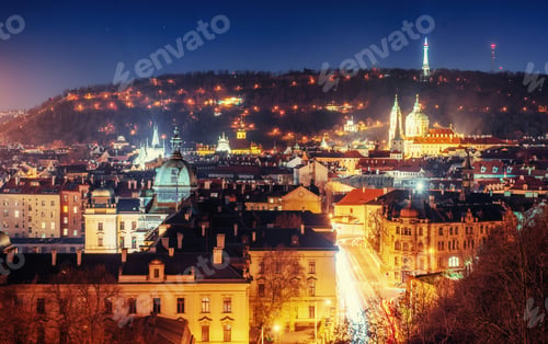 Preview: View of night Prague, Czech Republic