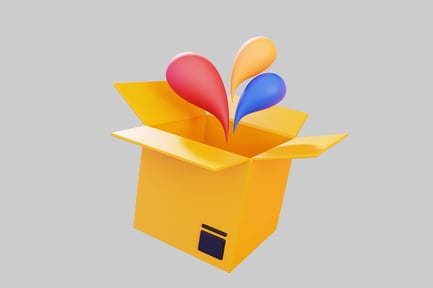 Preview: Open cardboard box with three teardrop shapes