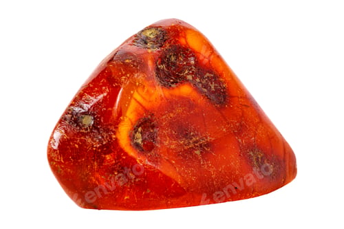 Preview: Amber mineral stone on white background