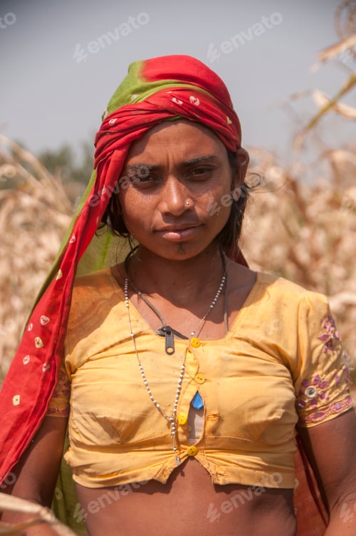Preview: Portrait of Indigenous bhill woman, India.