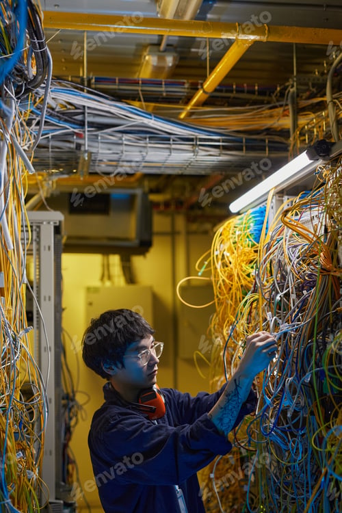 Preview: Technician Inspecting Server Room