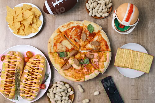 Preview: Various Fast Foods With Sport Equipments