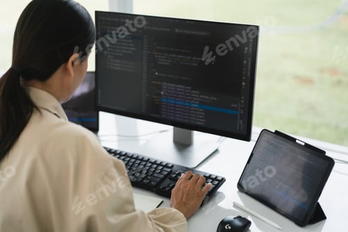 Preview: Developer programmer typing code on keyboard for programming to developing web and application