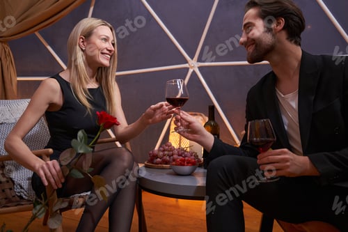 Preview: Female taking glass of wine from her romantic partner