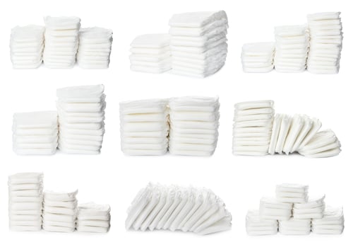 Preview: Set of baby diapers on white background