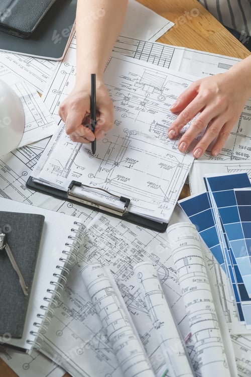 Preview: Architects concept, engineer architect designer freelance work on start-up project