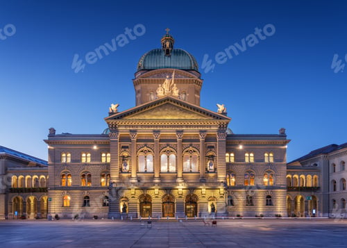 Preview: The Swiss Parliament Building at Blue Hour