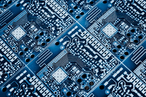 Preview: blue printed circuit board with gold plating