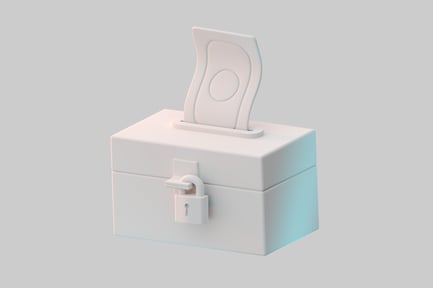 Preview: Moneybox with lock and bill