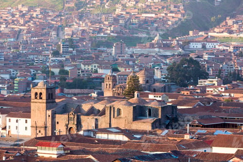 Preview: Aerial Cusco city view on Plaza de Armas, Peru