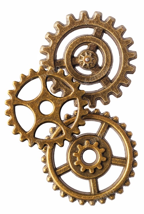 Preview: Group of bronze cogwheels