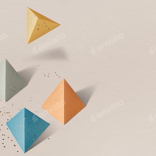 Preview: 3D colorful paper craft pentahedron patterned background