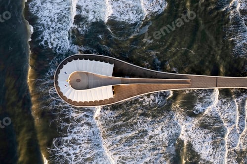 Preview: Aerial view at the dawn of the pier of Lido di Camaiore Tuscany Italy
