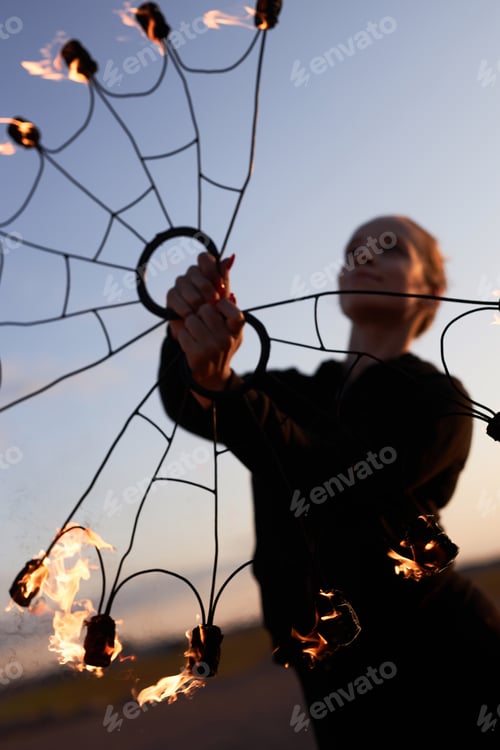 Preview: Woman Dancing with Fire Fans