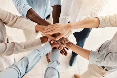 Preview: Hands, team with support and solidarity, diversity with business people, collaboration and trust in