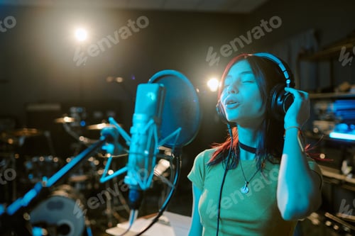 Preview: Teen Singer Recording Vocal Part at Studio