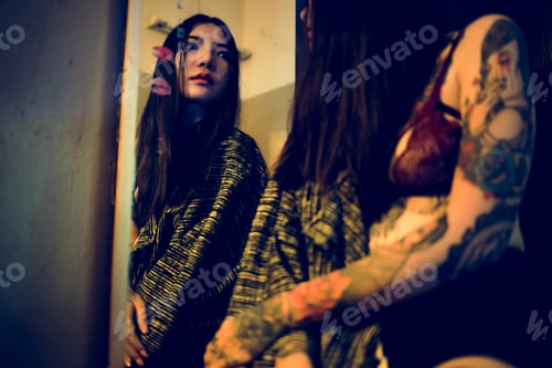 Preview: Tattoo Seductive Sexy Teen Girl Vogue Youth Concept