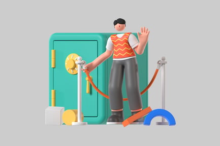 Preview: Turquoise safe with security guard
