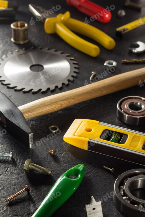 Preview: tools and instruments on black