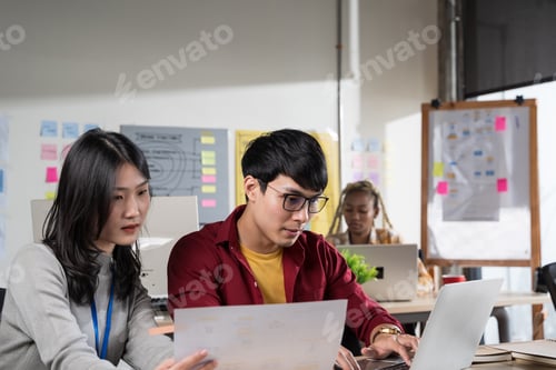 Preview: Businessman creative present their work to the team.