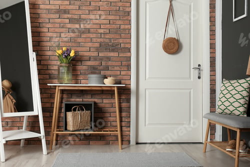 Preview: Hallway interior with stylish table and mirror