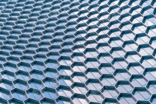 Preview: Office buildings windows. Glass architecture facade design with reflection
