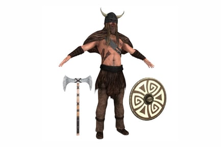 Preview: Horned Barbarian Warrior with Axe and Shield