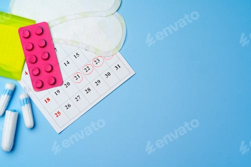 Preview: Calendar page with female menstrual hygienic items