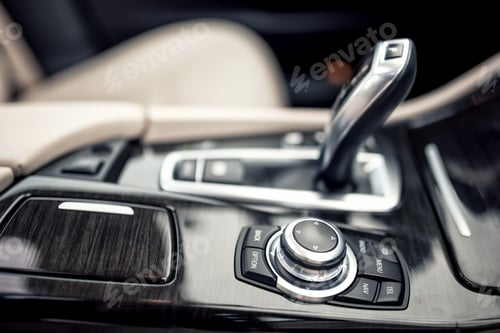 Preview: close-up details of automatic transmission and gear stick