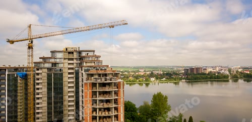 Preview: Apartment or office tall building under construction.