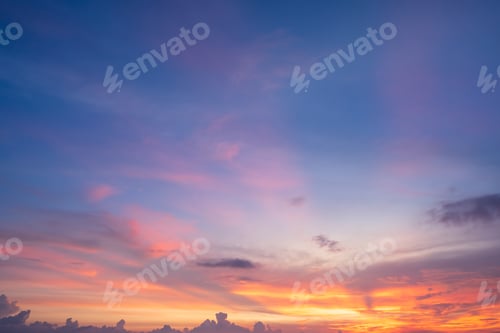 Preview: Beautiful dramatic and colorful sky at sunset over the sea
